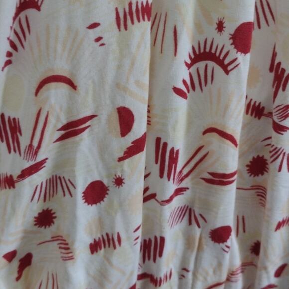 NWT Free People Daria Graphic Maxi Dress Ivory Red Combo Front Slit Size L - Picture 6 of 15